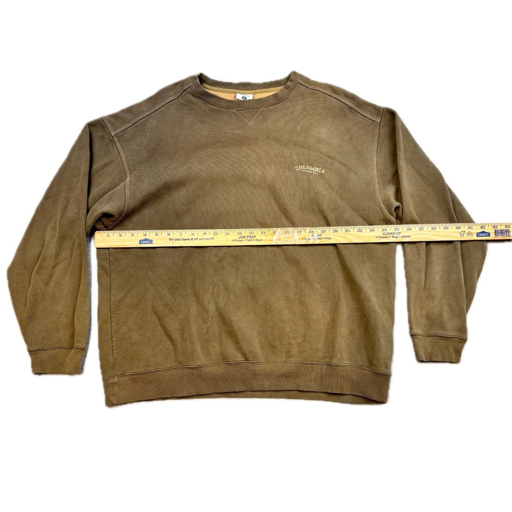 Columbia Mens XXL Crewneck Sweatshirt Olive Brown Embroidered Logo Pullover - Picture 3 of 11
